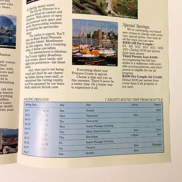 Vintage 1986 Princess Cruises Canada Alaska Pacific Princess Brochure Pamphlet - Picture 15 of 16